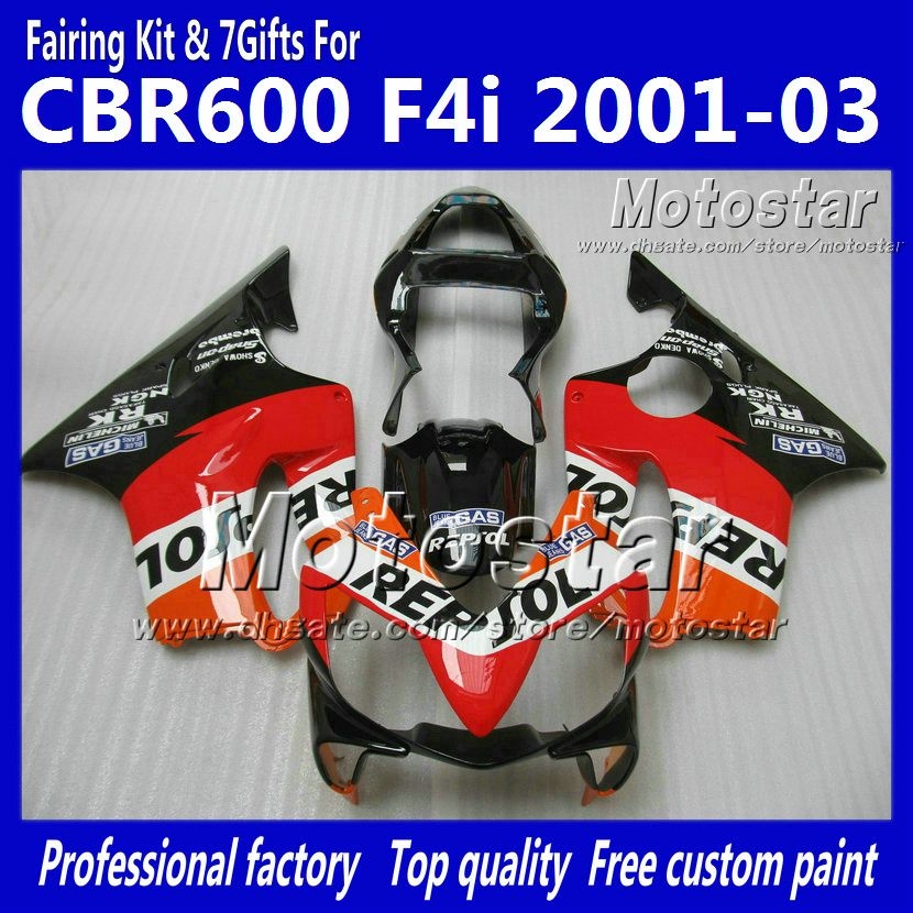 Cheap Fairings Kit For HONDA CBR600F4i 01 02 03 CBR600 F4i CBR 600 F4i 2001 2002 2003 Black Red
