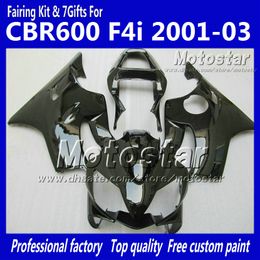 Free Customise fairings kit for HONDA CBR600F4i 01 02 03 CBR600 F4i CBR 600 F4i 2001 2002 2003 all glossy black body fairing