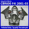 Customize fairings kit for HONDA CBR600F4i 01 02 03 CBR600 F4i CBR 600 F4i 2001 2002 2003 flat gray motorcycle fairing parts