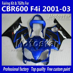 7Gifts Verkleidungen für HONDA CBR600F4i 01 02 03 CBR600 F4i CBR 600 F4i 2001 2002 2003 glänzend blau schwarz Aftermarket-Verkleidungssets