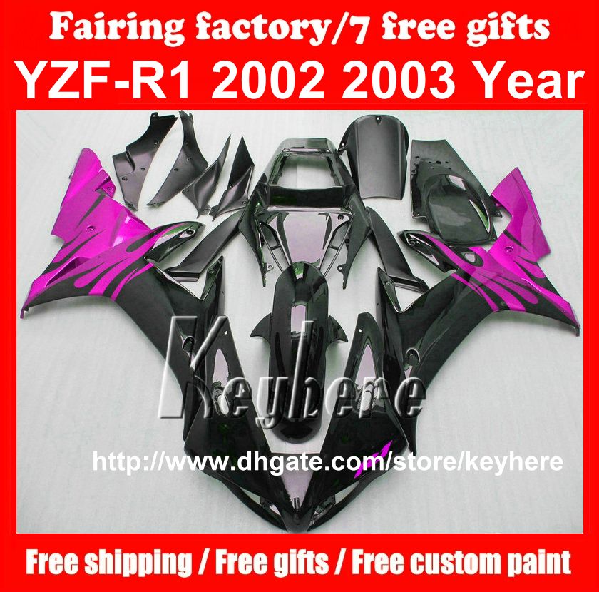 

Free 7 gifts ABS Plastic fairing kit for YAMAHA YZFR1 2002 2003 YZF R1 02 03 YZF1000R fairings G7t high grade purple black motorcycle parts, Same as picture