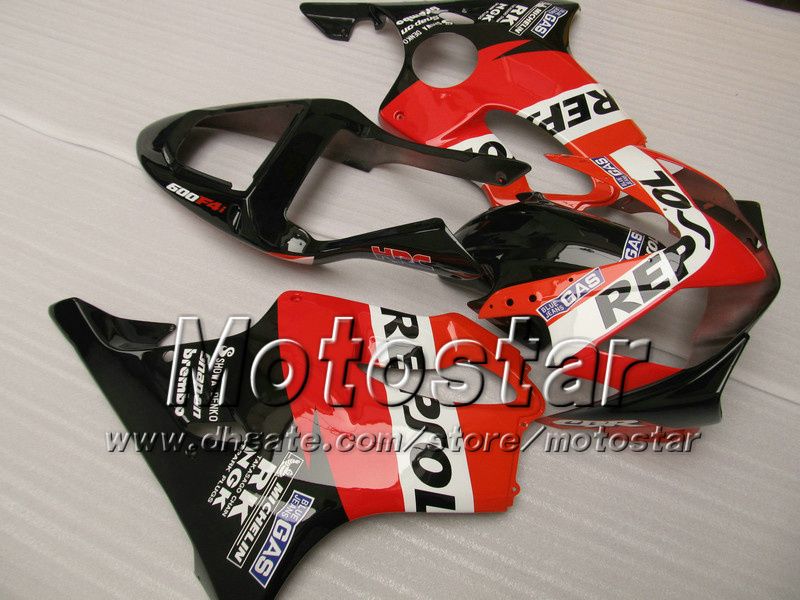 Customize fairings bodywork for HONDA CBR600F4i 01 02 03 CBR600 F4i CBR 600 F4i 2001 2002 2003 red black Repsol aftermarket fairing UU101