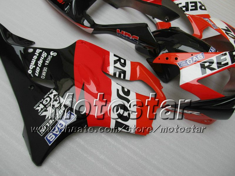 Customize fairings bodywork for HONDA CBR600F4i 01 02 03 CBR600 F4i CBR 600 F4i 2001 2002 2003 red black Repsol aftermarket fairing UU101