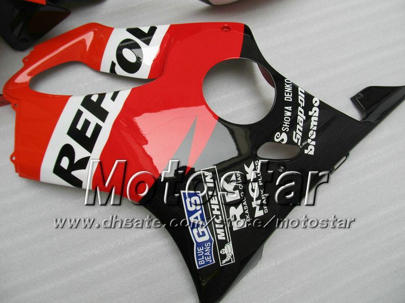 Personalizza la carrozzeria delle carene HONDA CBR600F4i 01 02 03 CBR600 F4i CBR 600 F4i 2001 2002 2003 rosso nero Repsol aftermarket carenatura UU101