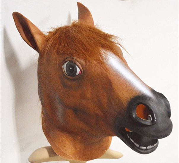 Creepy Horse Mask Head Halloween Costume Theater Prop Novelty Latex
