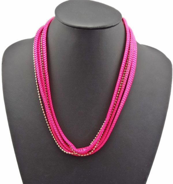 Multi Brins Perles Chunky serpent large fermeture éclair Collier plat Déclaration Curb Link