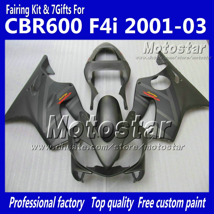 Professional fairings bodywork for HONDA CBR600F4i 01 02 03 CBR600 F4i CBR 600 F4i 2001 2002 2003 flat gray abs injection fairing