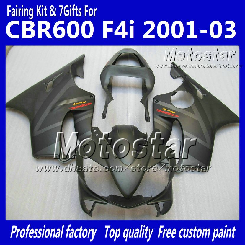 Free customize fairings bodywork for HONDA CBR600F4i 01 02 03 CBR600 F4i CBR 600 F4i 2001 2002 2003 flat gray fairing VV6