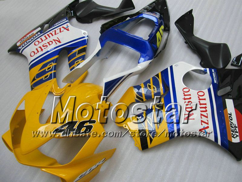 7 Gifts Fairings Bodywork dla Honda CBR600F4I 01 02 03 CBR600 F4I CBR 600 F4I 2001 2002 2003 Błyszczący żółty Blue Fairing