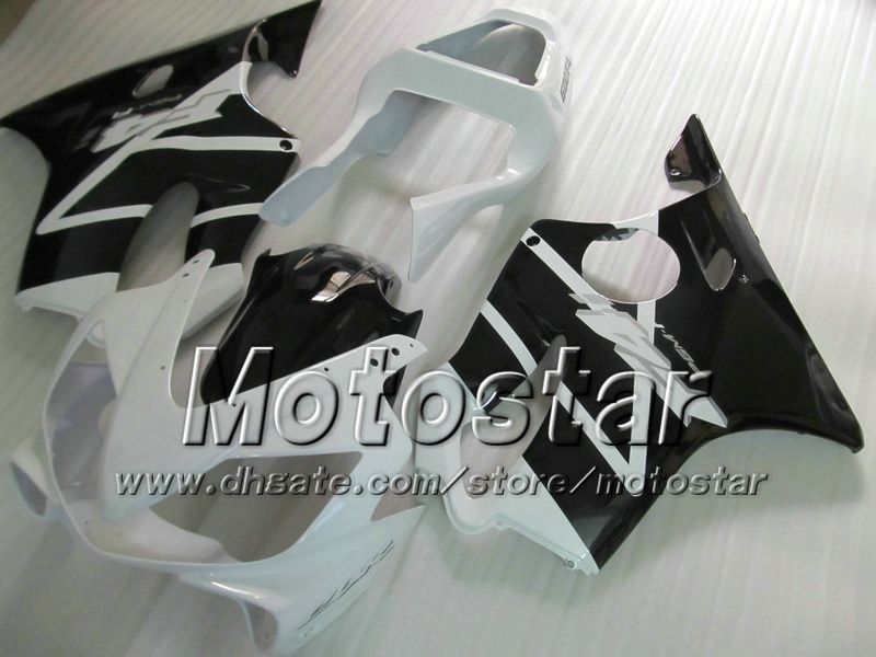 7 presentes Fairings Bodywork para Honda CBR600F4I 01 02 03 CBR600 F4I CBR 600 F4i 2001 2002 2003 Lustroso Branco Black Feeding VV26