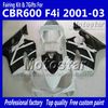 7 Geschenke Verkleidungen Karosserie für HONDA CBR600F4i 01 02 03 CBR600 F4i CBR 600 F4i 2001 2002 2003 glänzend weiß schwarz Verkleidung VV26