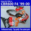 7ギフトフェアリングボディーボディワーク用Honda CBR 600 CBR600 F4 CBR600F4 99 00 1999 2000赤オレンジRepsolカスタムアフターマーケットフェアリングAG2