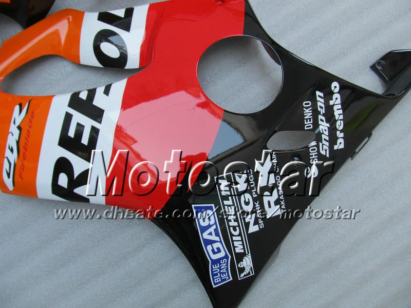 7 Cadeaus Backings Carrosserie voor Honda CBR 600 CBR600 F4 CBR600F4 99 00 1999 2000 Rood Orange Repsol Custom Aftermarket Fairing AG2