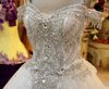 New Bling Bling Noble Chapel Chiffon Bead Sequin Crystal Lace Up Portrait Bridal Gown Wedding Dress