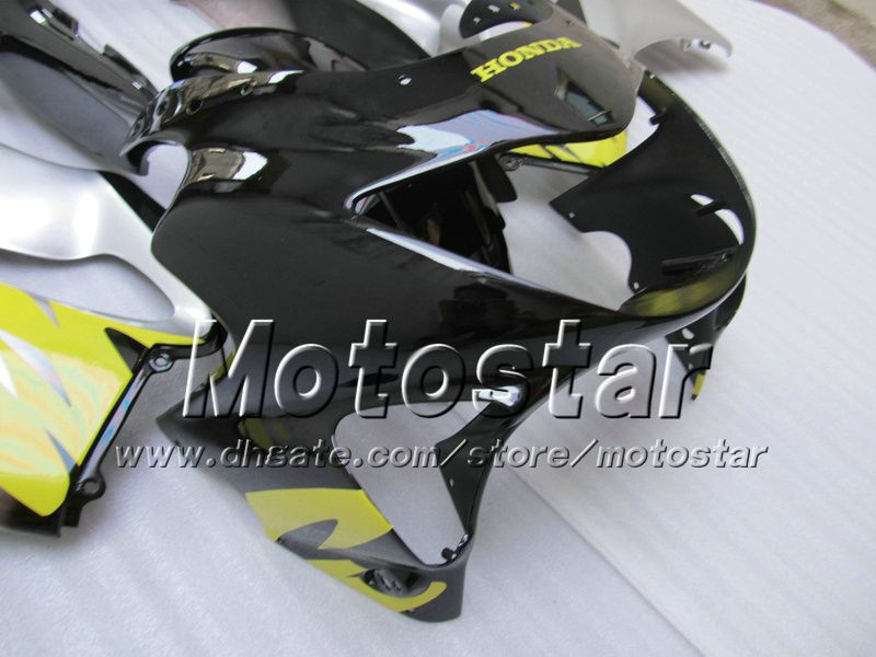 7 هياكل fairings fairings لـ HONDA CBR600F4i 01 02 03 CBR600 F4i CBR 600 F4i 2001 2002 2003 silver black fairing VV47