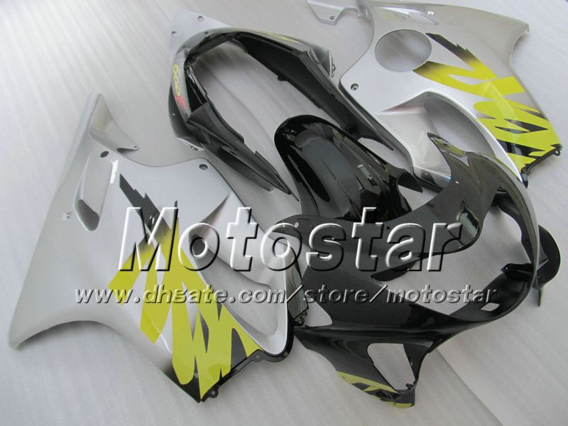 7 الهدايا fairings هيكل السيارة لهوندا CBR 600 CBR600 F4 CBR600F4 99 00 1999 2000 الفضة لامعة سوداء مخصصة بعد البيع هدية AG12