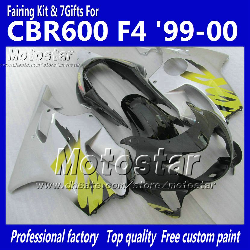 

7 Gifts fairings bodywork for HONDA CBR 600 CBR600 F4 CBR600F4 99 00 1999 2000 glossy silver black custom aftermarket fairing ag12