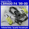 7 Gåvor Fairings Bodywork för Honda CBR 600 CBR600 F4 CBR600F4 99 00 1999 2000 Glansigt Silver Black Custom Aftermarket Fairing AG12