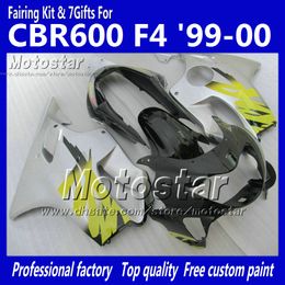 7 Gifts fairings bodywork for HONDA CBR 600 CBR600 F4 CBR600F4 99 00 1999 2000 glossy silver black custom aftermarket fairing ag12