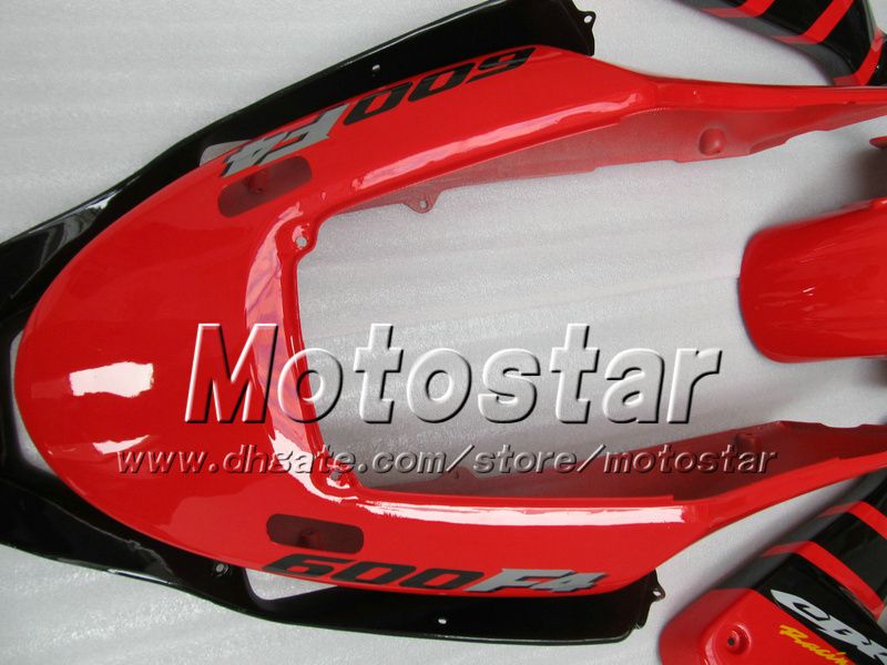 7 Cadeaux carénage carrosserie pour HONDA CBR 600 CBR600 F4 CBR600F4 99 00 1999 2000 noir en rouge brillant carénage de rechange personnalisé ag13