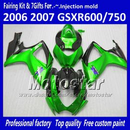 Injection fairings body for SUZUKI 2006 2007 GSXR 600 750 K6 GSXR600 GSXR750 06 07 R600 R750 glossy black green fairing kit VV64