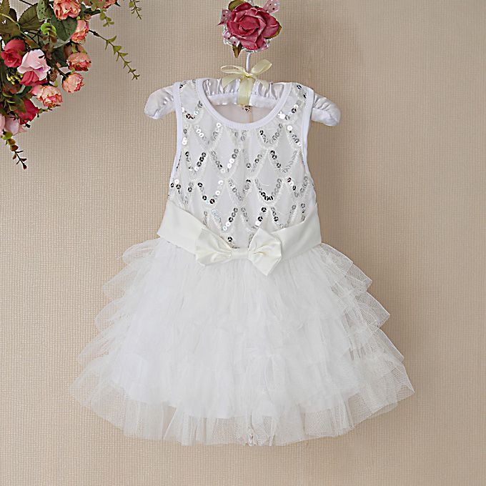 girls white sequin dress