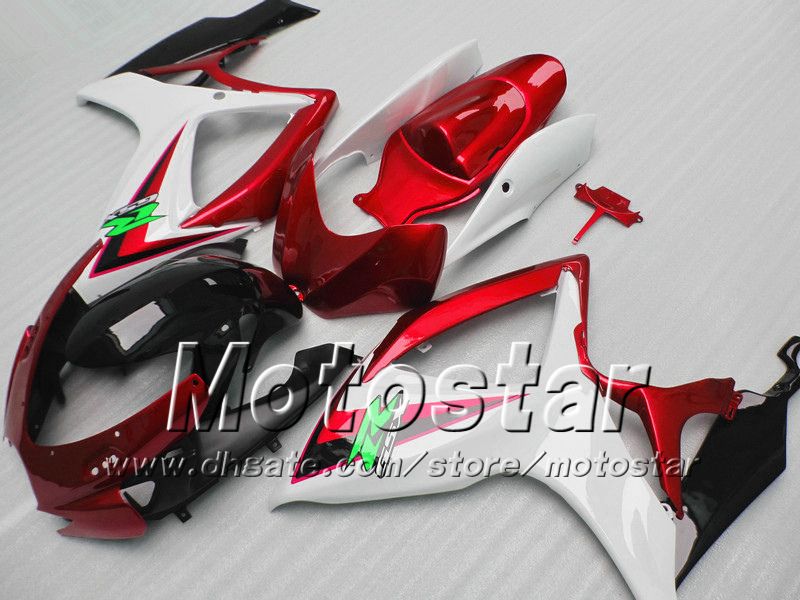 حقن صب Fairings لسوزوكي 2006 2007 GSXR 600 750 K6 GSXR600 GSXR750 06 07 R600 R750 أحمر أبيض أسود هدية كيت VV73