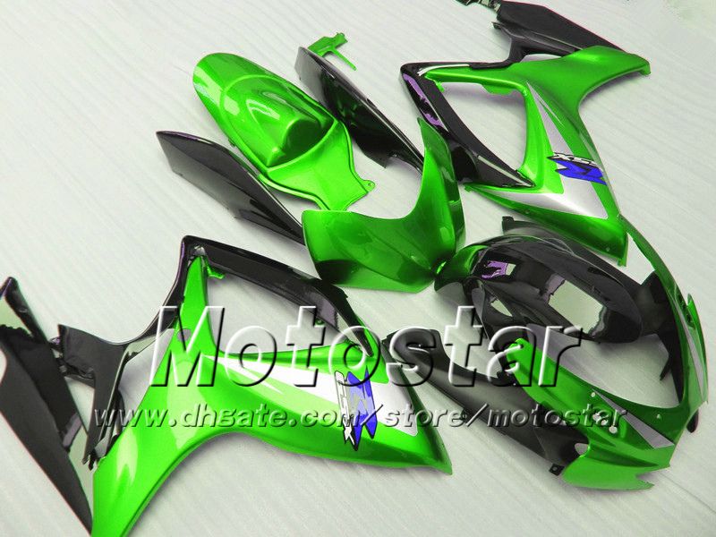 Carénages de moulage par injection pour SUZUKI 2006 2007 GSXR 600 750 K6 GSXR600 GSXR750 06 07 R600 R750 kit de carénage noir vert brillant VV83