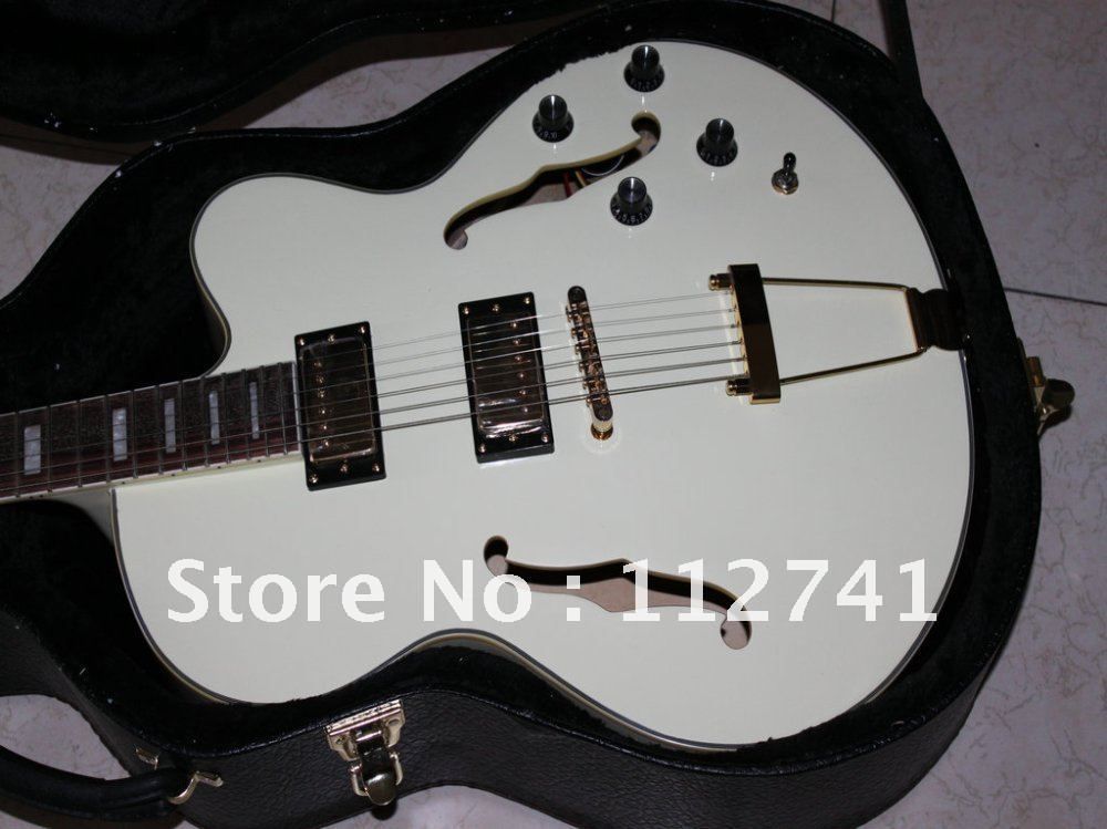 Novo corpo oco Jazz guitarra cor branca guitarras elétricas instrumento musical A123