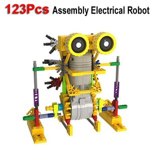 어린이를위한 123Pcs 작은 크기의 LOZ 전기 로봇 퍼즐 조립 벽돌 DIY 장난감