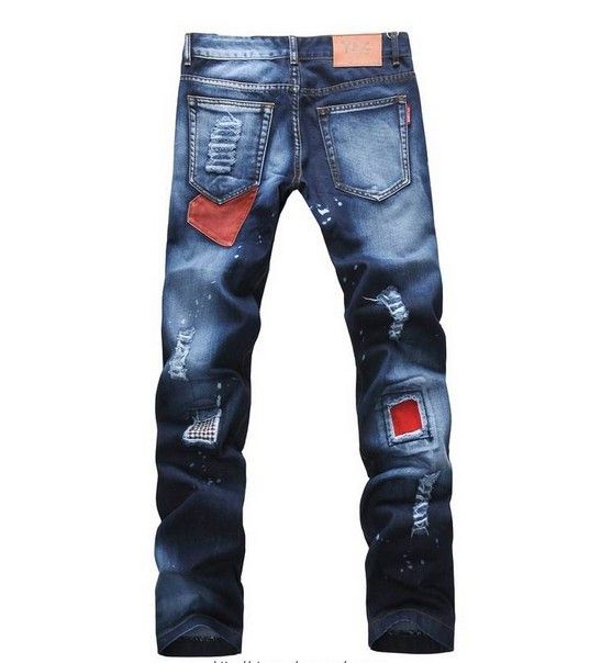 Mens Jeans Fashion Torn Jeans Patched Ripped Holey Straight Leg Slim ...