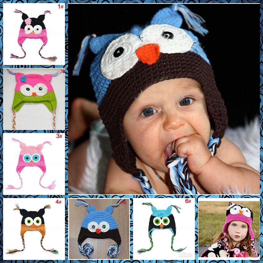 

baby Owl EarFlap Crochet Hat Baby Handmade Crochet Hat Handmade OWL Beanie Knitted hat kungfuboy, Mix