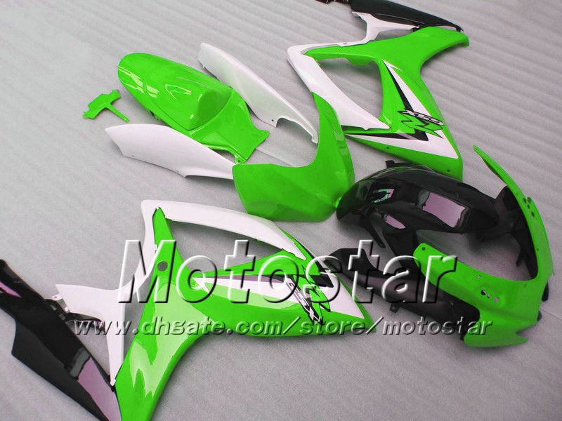 Injektionsfeedningar för Suzuki 2006 2007 GSXR 600 750 K6 GSXR600 GSXR750 06 07 R600 R750 Vit Grön Svart Fairing Kit WW4