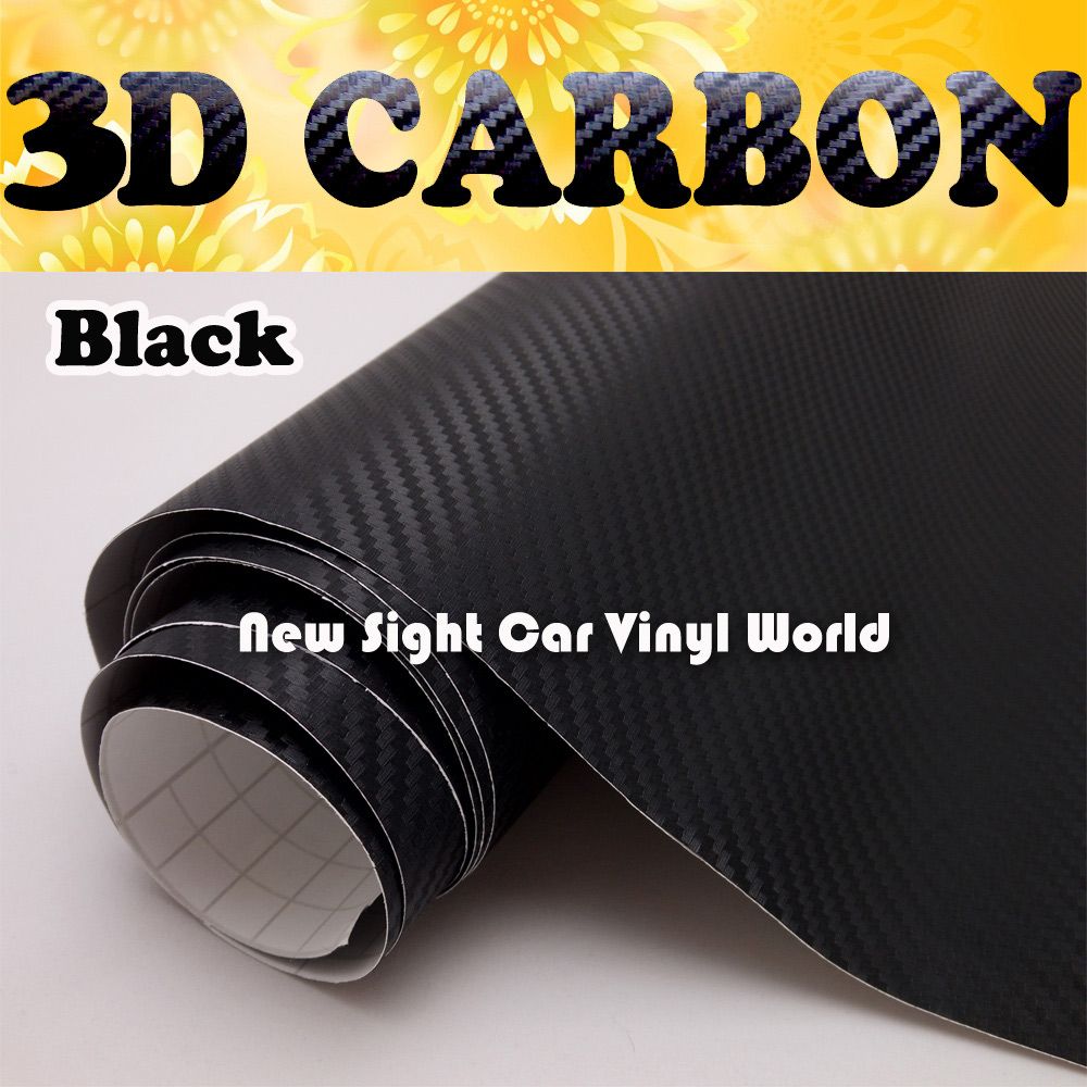 

High Quality Black 3D Carbon Fiber Vinyl Film Wrap Stickers Bubble Free For Motorcycle Car Wraps Vehicle Wrapping Size: 1.52*30m/Roll