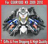 인젝션 페어링 바디 키트 2009 SUZUKI GSXR1000 GSX R1000 K9 09 10 GSXR 1000 화이트 블루 페어링 차체 및 선물 SF21