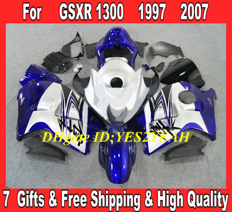 Wtryskiwacze zestaw do 1996 roku 2007 Hayabusa GSXR1300 GSX R1300 96 00 01 07 GSXR 1300 Blue White Fairing Coradwork SD13