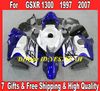 Комплект обтекателей впрыска для 1996 2007 Hayabusa GSXR1300 GSX R1300 96 00 01 07 GSXR 1300 синий белый Обтекатель кузова SD13