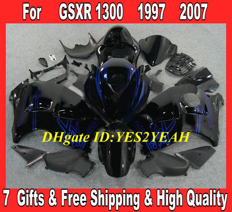 هيكل حقن Fairings لعام 1996 2007 Hayabusa GSXR1300 GSX R1300 96 00 01 07 GSXR 1300 Black gloss black