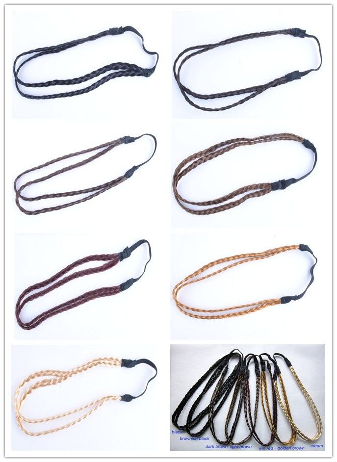 Livraison gratuite bandeau ceinture de cheveux bandeau tresse tresse queue de cochon Extensions de cheveux couleurs