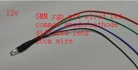 Gratis frakt 10st Pre Wired LED, 5mm RGB LED, 20cm tråd, 12V spänning, 5mm diffus gemensam anod / katod LED