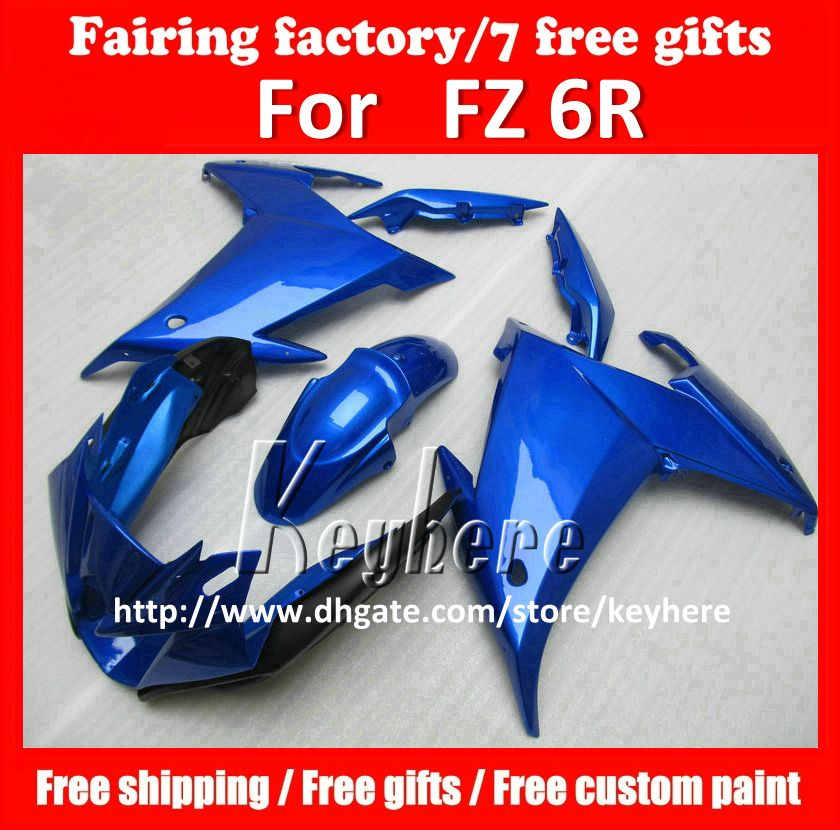 

Free 7 gifts ABS plastic fairing kit for YAMAHA FZ6R FZ 6R FZ-6R 01 fairings G4b blue body black aftermarket motorcycle bodywork, Same as picture