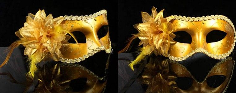 Luxury Women Sexy Hallowmas Mezza maschera veneziana Maschere mascherate Maschera di piume di fiori Festa da ballo Teatro Prop Ball Maschera festiva di nozze