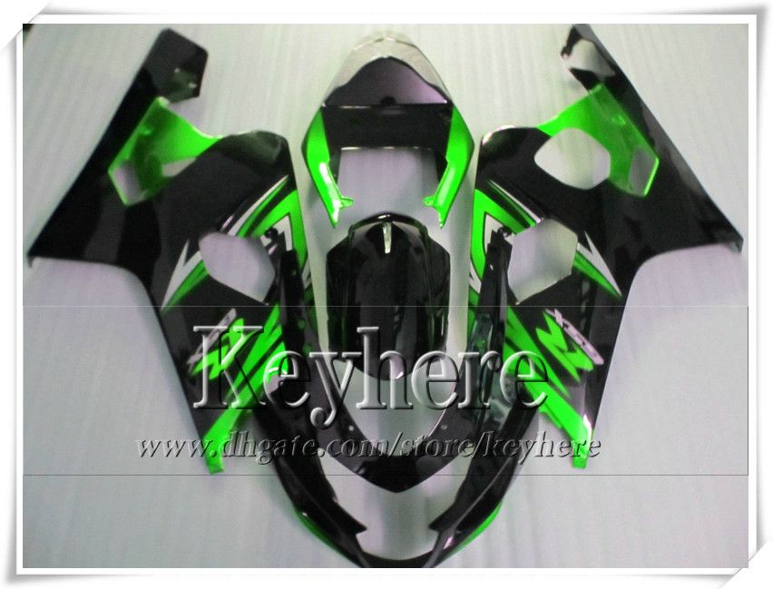 SUZUKI GSXR 600 750 04 05 GSXR600 R750 2004 2005 용 KF GSXR600 페어링 r2c 녹색 검정 오토바이 부품 무료 7 선물 맞춤형 페어링 키트