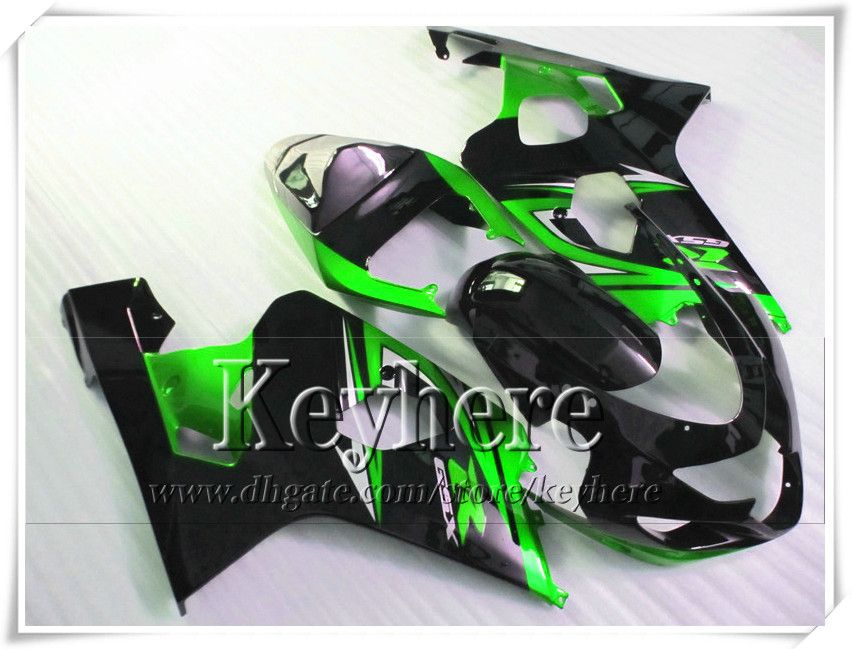 SUZUKI GSXR 600 750 04 05 GSXR600 R750 2004 2005 용 KF GSXR600 페어링 r2c 녹색 검정 오토바이 부품 무료 7 선물 맞춤형 페어링 키트