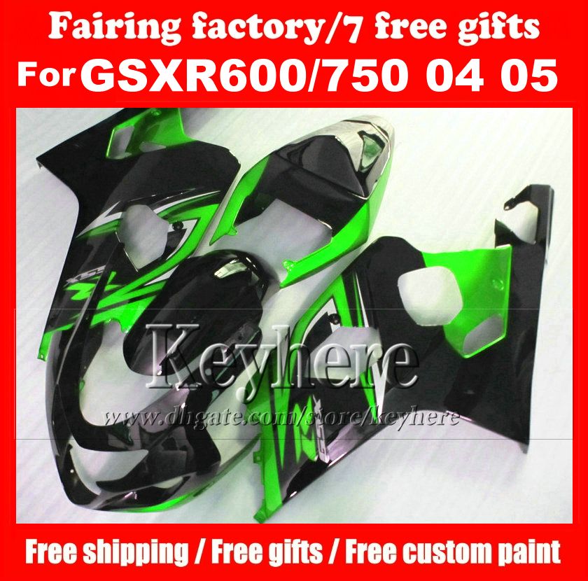 Free 7 gifts custom fairing kit for SUZUKI GSXR 600 750 04 05 GSXR600 R750 2004 2005 K4 GSXR600 fairings r2c green black motorcycle parts