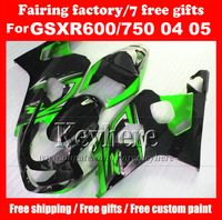 Gratis 7 gåvor Custom Fairing Kit för Suzuki GSXR 600 750 04 05 GSXR600 R750 2004 2005 K4 GSXR600 Fairings R2C Gröna svarta motorcykeldelar