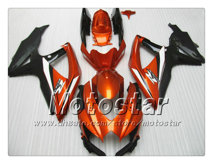 fairings تناسب 100٪ لسوزوكي GSXR 600 750 2008 2009 2010 K8 GSXR600 GSXR750 08 09 10 طقم أحمر برتقالي أحمر محترق