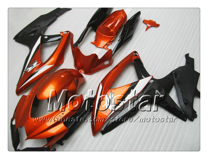 100% fit fairings for Suzuki GSXR 600 750 2008 2009 2010 K8 GSXR600 GSXR750 08 09 10 burnt orange red black Fairing kit