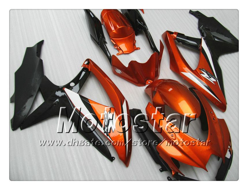 100% Fit Backings voor Suzuki GSXR 600 750 2008 2009 2010 K8 GSXR600 GSXR750 08 09 10 Burnt Orange Red Black Fairing Kit