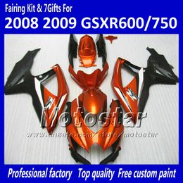 gsxr fairings UK - 100% fit fairings for Suzuki GSXR 600 750 2008 2009 2010 K8 GSXR600 GSXR750 08 09 10 burnt orange red black Fairing kit